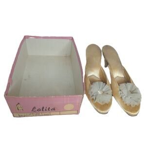Vintage Lalita Satin Mules Shoes READ AS IS